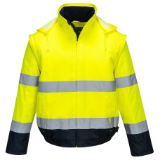 Portwest C464 Essential Hi-Vis 2 in 1 Bomber, Yellow/Navy