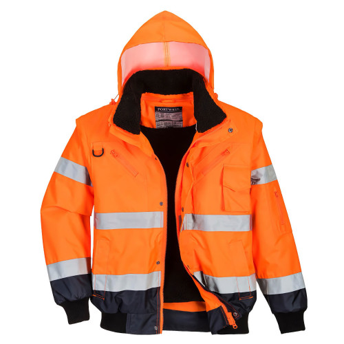Portwest C465 Bomber Bicolore Hi-Vis, Arancione/Blu navy Portwest C465 Bomber Bicolore Hi-Vis, Arancione/Blu navy
