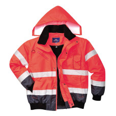 Portwest C465 Two-Tone Hi-Vis Bomber, Red/Navy Blue