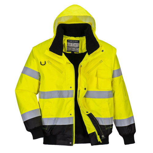 Portwest C465 Two-Tone Hi-Vis Bomber, Yellow/Black Portwest C465 Two-Tone Hi-Vis Bomber, Yellow/Black