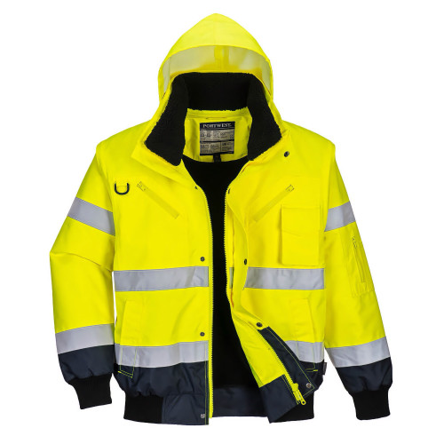 Portwest C465 Two-Tone Hi-Vis Bomber, Yellow/Navy Blue Portwest C465 Two-Tone Hi-Vis Bomber, Yellow/Navy Blue