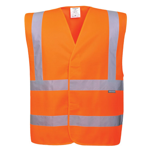 Portwest C470 Vest one horizontal and two vertical Hi-Vis stripes, Orange