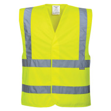 Portwest C470 Hi-Vis One Horizontal and Two Vertical Stripe Vest, Yellow