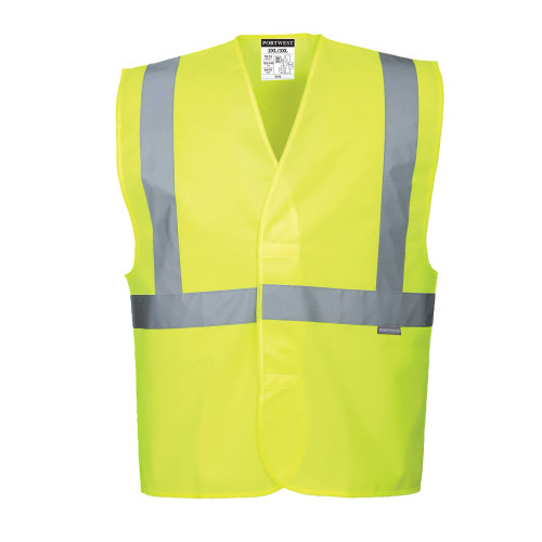 Portwest C472 Hi-Vis One Horizontal and Two Vertical Stripe Vest, Yellow