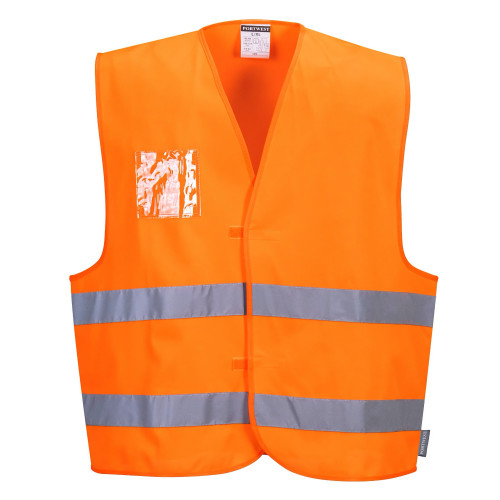 Portwest C475 Vest with Hi-Vis badge holder, Orange