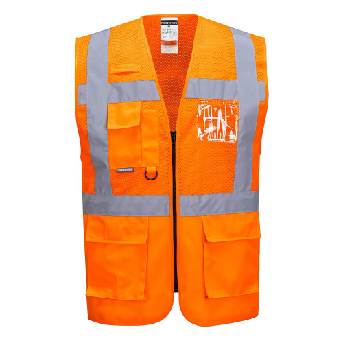 Portwest C496 Executive Madrid Mesh Hi-Vis Vest, Orange Portwest C496 Executive Madrid Mesh Hi-Vis Vest, Orange