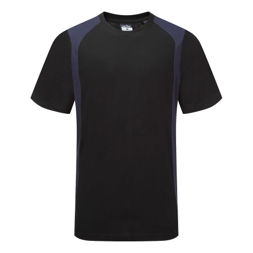 Portwest CD811BNR T-Shirt WX2 Cotton Black/Navy Blue 150g