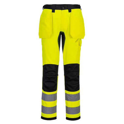 Portwest CD889 WX2 Eco High Visibility Detachable Holster Trousers, Yellow/Black