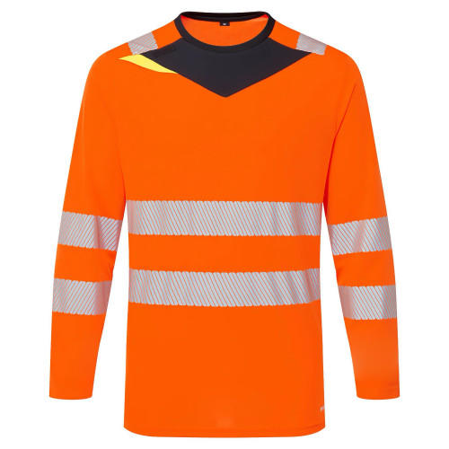 Portwest DX416 DX4 Hi-Vis T-shirt L/S, Orange/Black