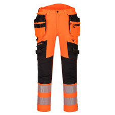 Portwest DX442 High Visibility Trousers with Detachable Holster Pocket, Orange/Black