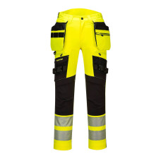 Portwest DX442 High Visibility Trousers with Detachable Holster Pocket, Yellow/Black