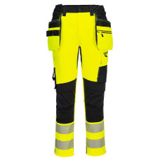 Portwest DX454 Craft Trousers with Detachable Holster Pockets High Visibility DX4, Yellow/Black