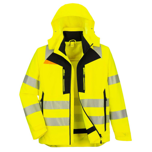 Portwest DX466 DX4 4-in-1 High Visibility Winter Jacket, Yellow/Black