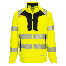 Portwest DX477 Hi-Vis Funnel Neck Zip Up Sweatshirt, Yellow/Black