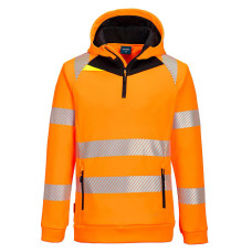 Portwest DX482 DX4 Hi-Vis 1/4 Zip Hoody, Orange/Black