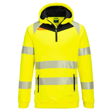 Portwest DX482 DX4 Hi-Vis 1/4 Zip Hoodie, Yellow/Black