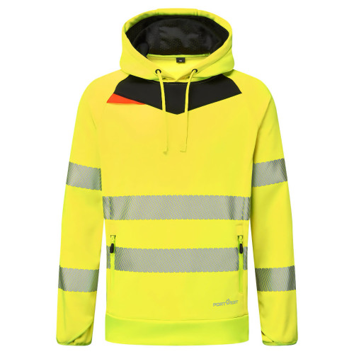 Portwest DX483 High Visibility Hooded Sweatshirt, Yellow/Black