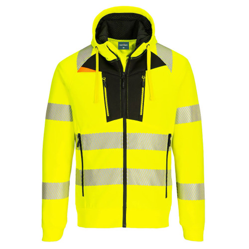 Portwest DX484 High Visibility Hooded Sweatshirt, Yellow/Black