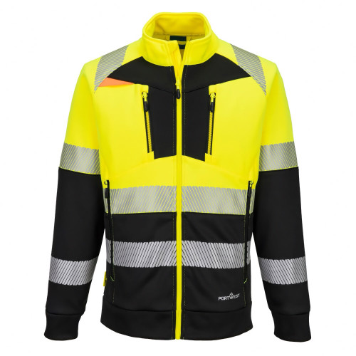 Portwest DX490YBR DX4 Hi-Vis Class 1 Funnel Neck Zip Up Sweatshirt