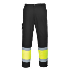 Portwest E049 Hi-Vis Two-Tone Combat Trousers, Yellow/Black