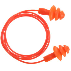 Portwest EP04 Reusable TPR Earplugs with Cord (50 Pairs), Orange