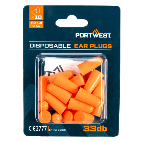 PORTWEST EP14 PU Foam Ear Plugs Blister Pack (10 pairs) PORTWEST EP14 PU Foam Ear Plugs Blister Pack (10 pairs)