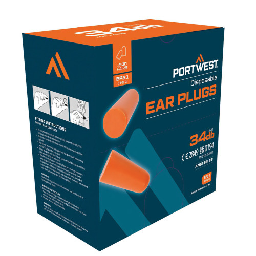 Portwest EP21 Dispenser Refill Caps (500 Pairs), Orange Portwest EP21 Dispenser Refill Caps (500 Pairs), Orange