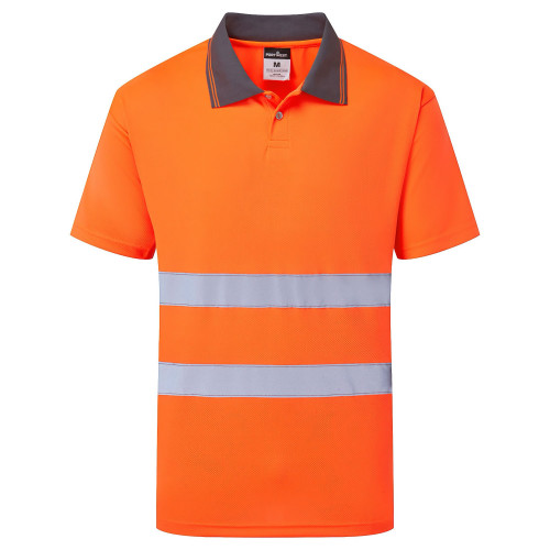 Portwest ES477ORR High Visibility Long Sleeve Polo Shirt Orange