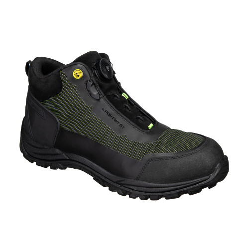 Portwest FE04 Girder S3S ESD SR FO composite boot, Black/Green