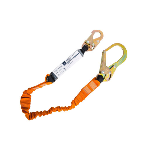 Portwest FP74 140kg Single Lanyard with Shock Absorber, Black/Orange