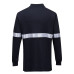 Portwest FR03 Flame Resistant, Anti-Static, Long Sleeve Polo Shirt with Reflective Stripe, Navy Blue