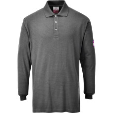 Portwest FR10 Anti-Static Flame Retardant Long Sleeve Polo Shirt, Grey