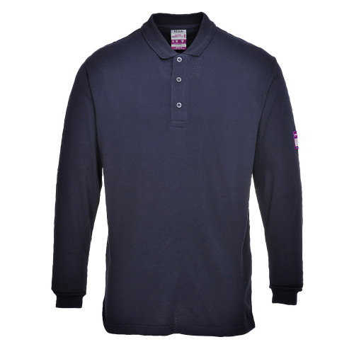Portwest FR10 Anti-Static Flame Retardant Long Sleeve Polo Shirt, Navy Blue