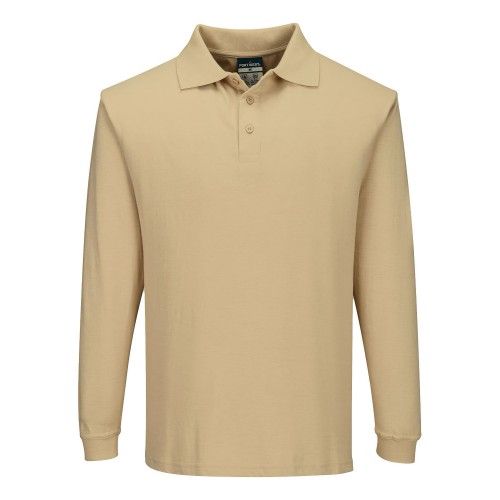 Portwest FR10 Anti-Static Flame Retardant Long Sleeve Polo Shirt, Brown