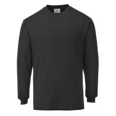 Portwest FR11 Flame Retardant and Anti-Static Long Sleeve T-Shirt, Black