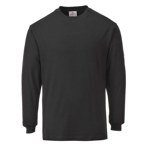Portwest FR11 Flame Retardant and Anti-Static Long Sleeve T-Shirt, Black