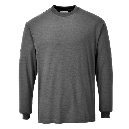 Portwest FR11 Flame Retardant and Anti-Static Long Sleeve T-Shirt, Grey