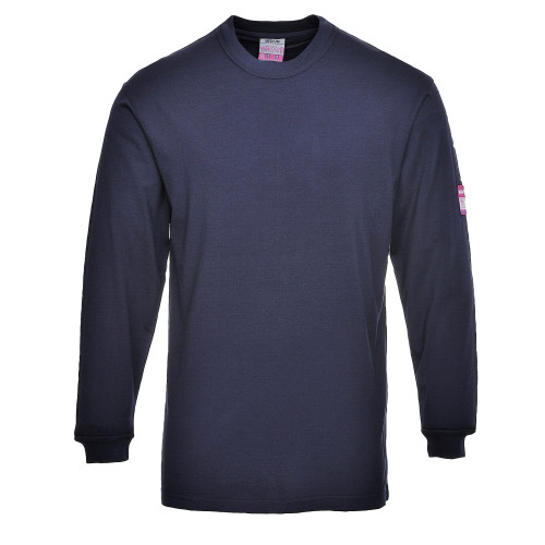 Portwest FR11 Flame Retardant and Anti-Static Long Sleeve T-Shirt, Navy Blue