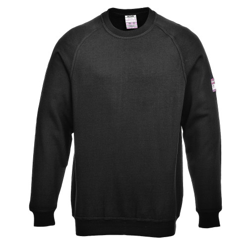 Portwest FR12 Flame Retardant Anti-Static Long Sleeve Sweatshirt, Black