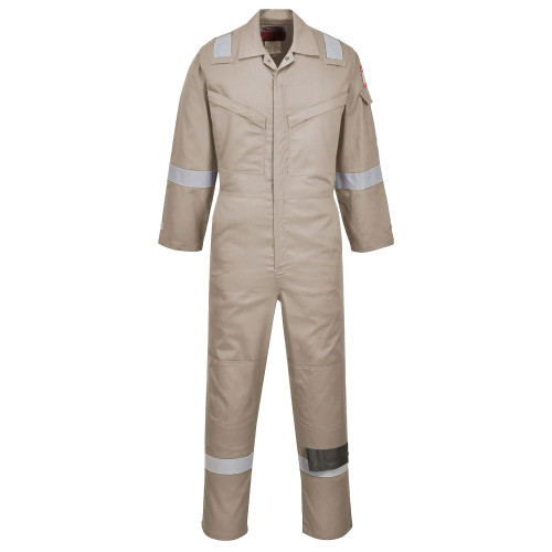 Portwest FR21 Super Lightweight 210gm Anti-Static Coverall, Khaki