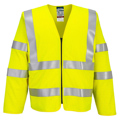 Portwest FR616YER Bizflame Hi-Vis FR Long Sleeve Zip Vest
