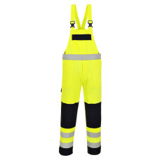 Portwest FR63 Hi-Vis Multi Standard Dungarees, Yellow/Navy Blue