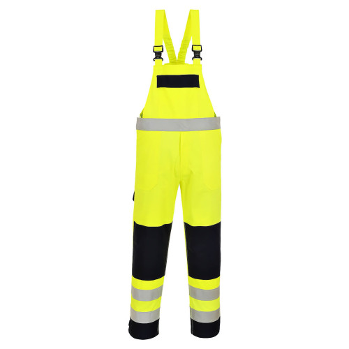 Portwest FR63 Hi-Vis Multi Standard Dungarees, Yellow/Navy Blue