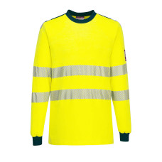 Portwest FR701 High Visibility Flame Resistant T-Shirt WX3, Yellow/Navy