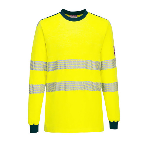 Portwest FR701 High Visibility Flame Resistant T-Shirt WX3, Yellow/Navy