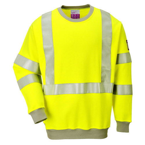 Portwest FR72 Hi-Vis Anti-Static and Flame Retardant Sweatshirt, Yellow