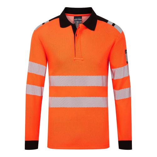 Portwest FR734OBR PW3 Modaflame Knit HVO long sleeve polo shirt