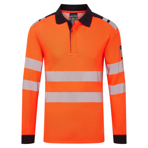 Portwest FR734ONR PW3 Modaflame Knit HVO long sleeve polo shirt