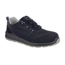 Portwest FT08 Trainer Knit S1P Lace-Up Safety Shoe, Black/Grey