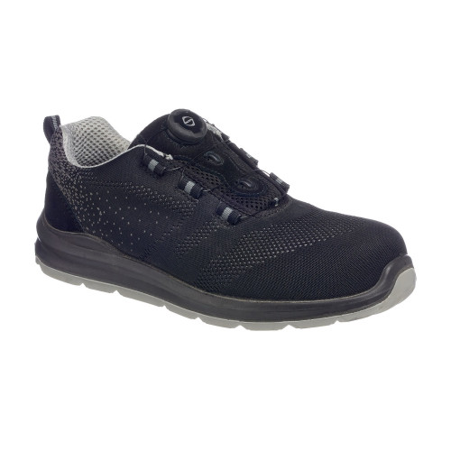 Portwest FT08 Trainer Knit S1P Lace-Up Safety Shoe, Black/Grey